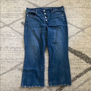 Super stretch high waist crop flare jean